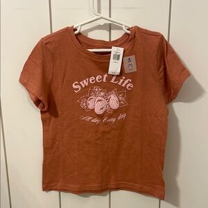 Old Navy Girl’s T-Shirt Rust & Pink - Size S (6-7) Sweet Life Saying. NWT.
